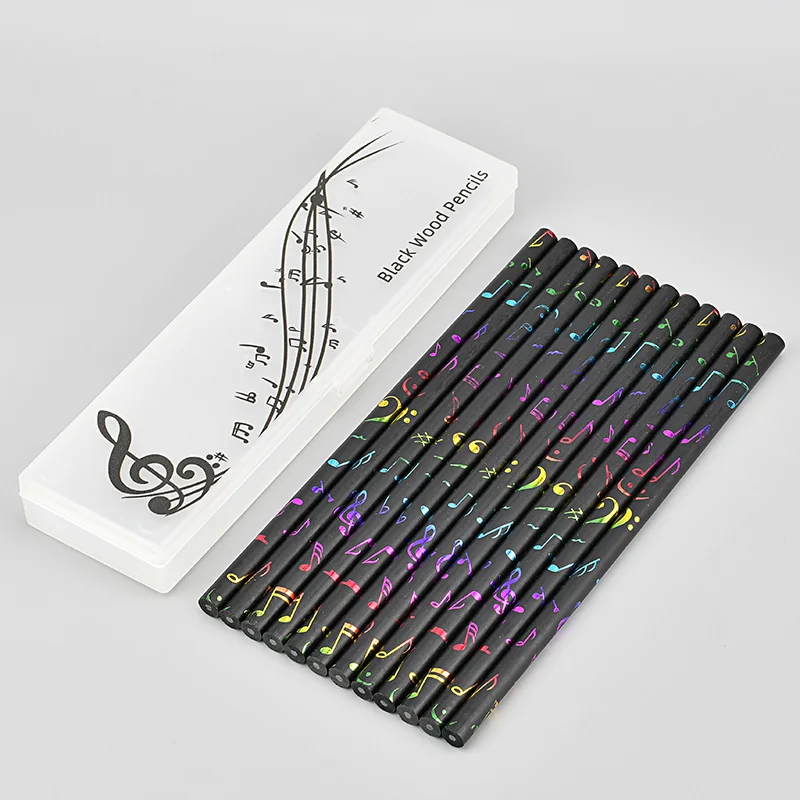 Colorful Music Notes Blackwood Pencil Student Gift Music Stationery Treble Clef Pencil Box Cute Pencils For School Pencil Set