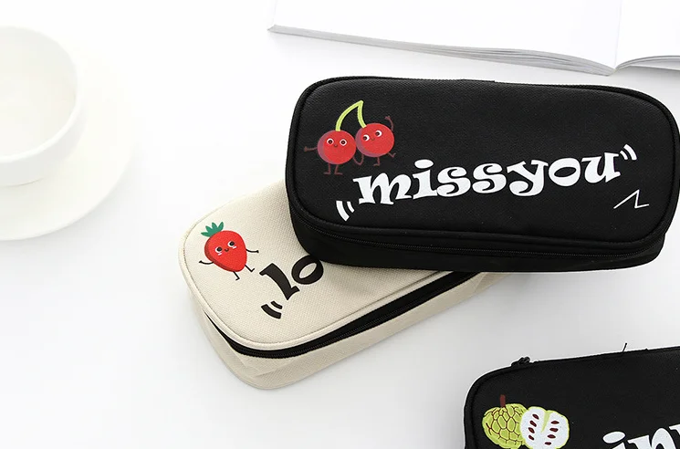 Симпатичный холщовый пенал с фруктами чехол для карандашей органайзер на молнии