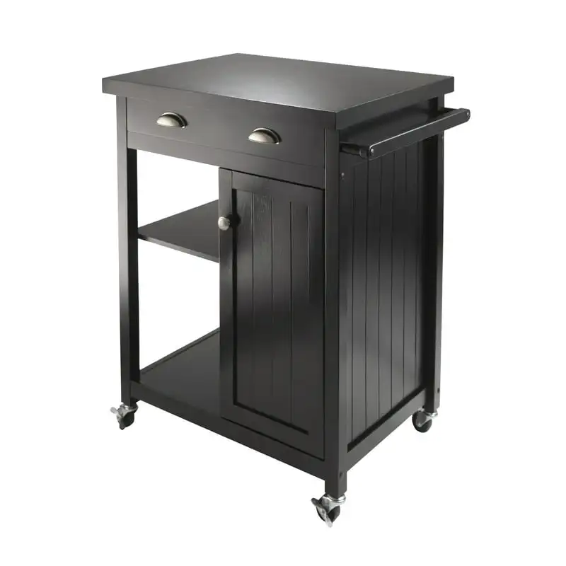 

Timber Utility Kitchen Cart, Black