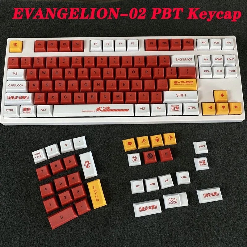 

120 Keys XDA Height EVANGELION-02 Keycap Mechanical Keyboard EVA Second Machine Model Customized PBT Dye Subbed Gamer Keycaps