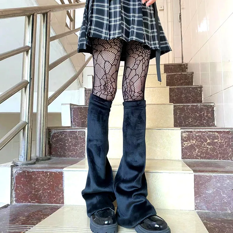 

Y2K 2000s Winter Girls' Padded Warm Sockliner Punk Gothic Soft Mid-calf Socks Fleece Harajuku Boot Cover