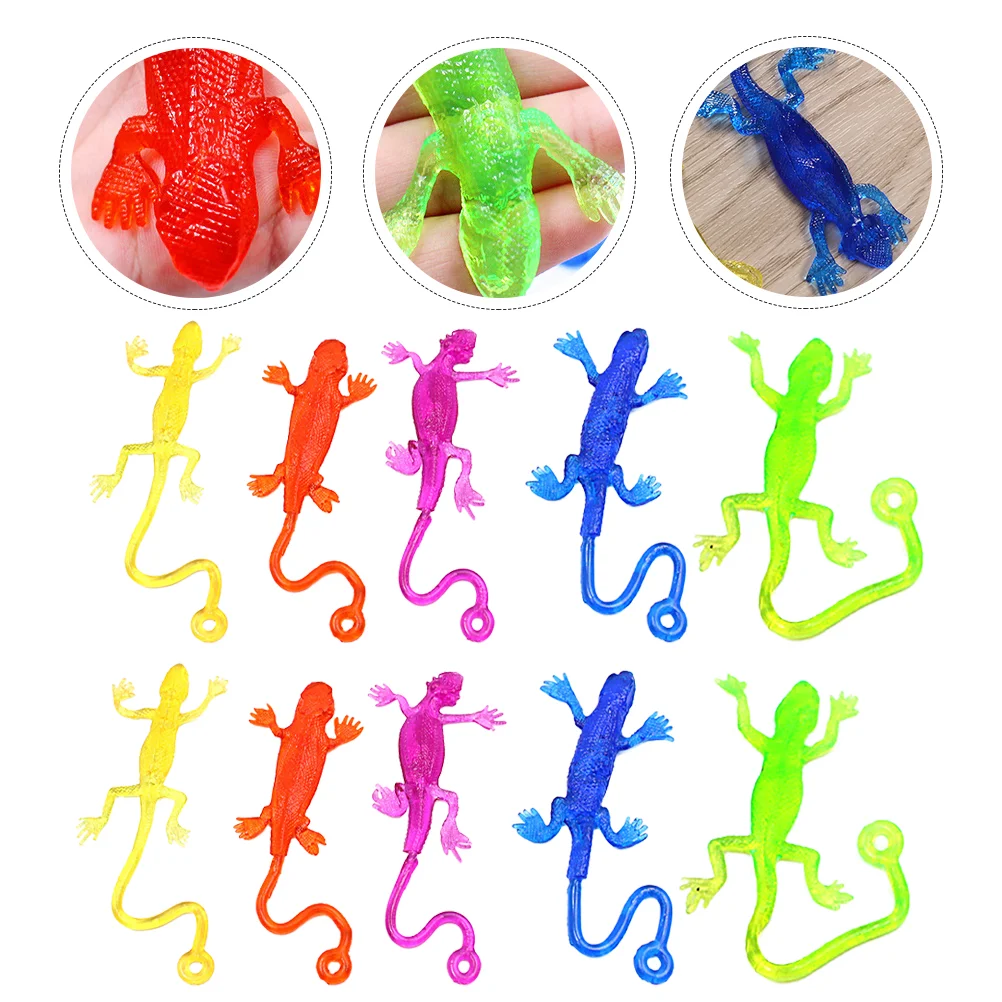 

24 Pcs Sticky Lizard Toys Vent Toy Bulk Toys Kids Rubber Lizard Reliever Playthings Fidget Toy Kids