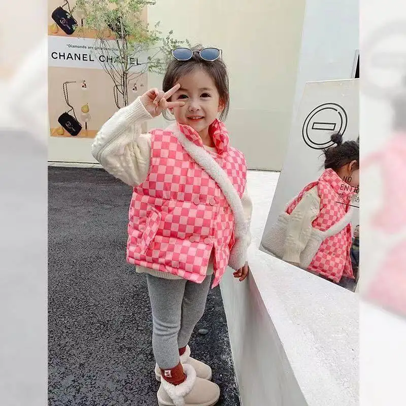 Enlarge Child Down Waistcoat Fashion Vest for Girls Boys Kids Thin Warm Sleeveless Outerwear Animal Chick Printed Jacket Baby Clothes