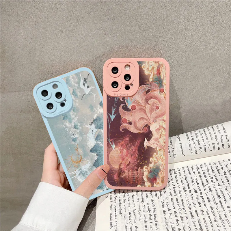 

Mysterious Oriental Myths Legends Mythical Animals Totem Soft Silicon Case for iPhone 13 12 11 14 Pro Max X XS XR 7 8 Plus Shell