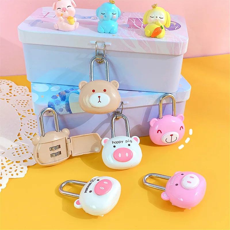 

4pcs/Bag Cartoon Luggage Code Lock Small Cabinet Padlock Cute Mini Lock Student Children's Bag Lock School Wardrobe Padlock