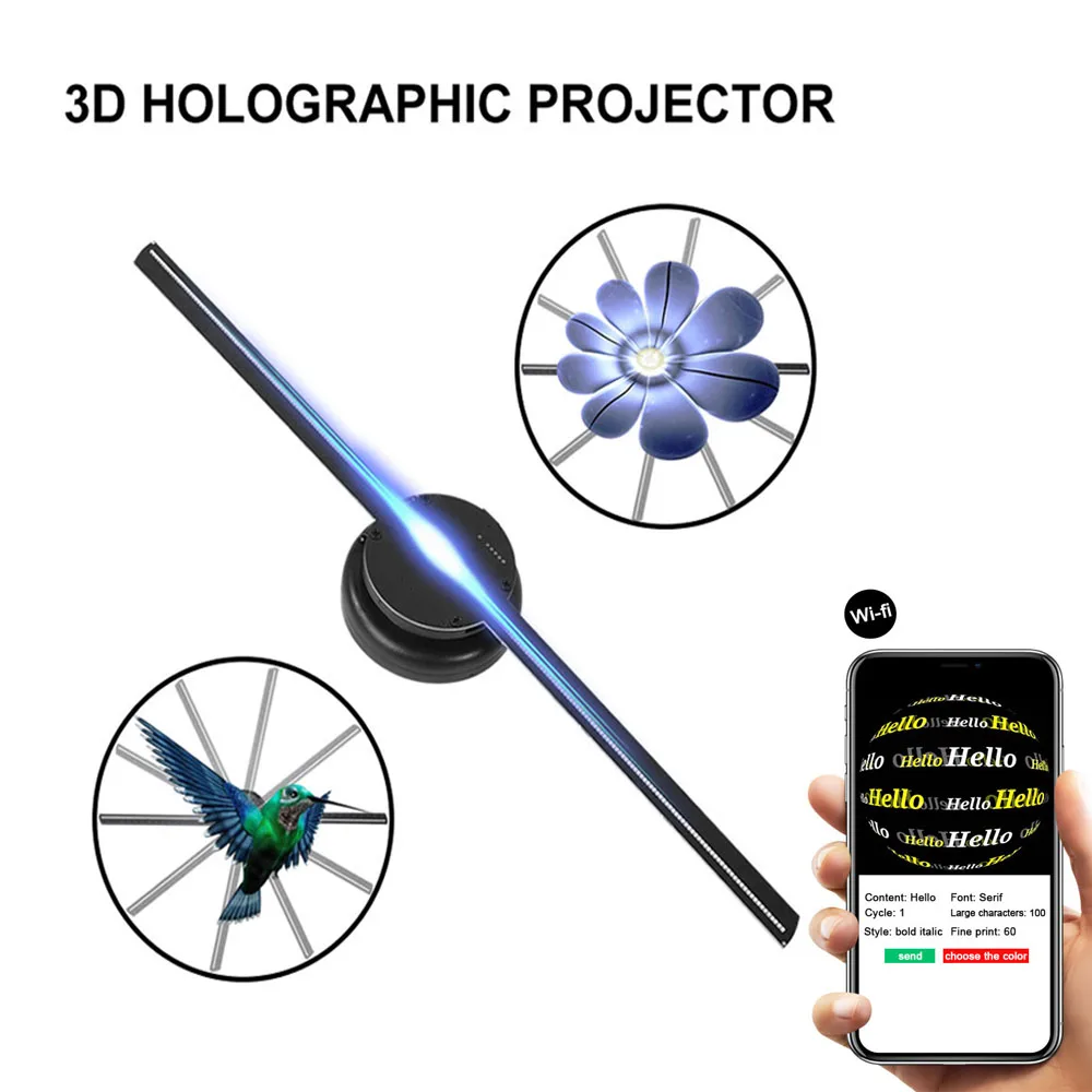 42cm 3d Fan Hologram Projector Advertising Display Hologram Fan Holographic Imaging Lamp Wifi Advertising Logo Light Decoration