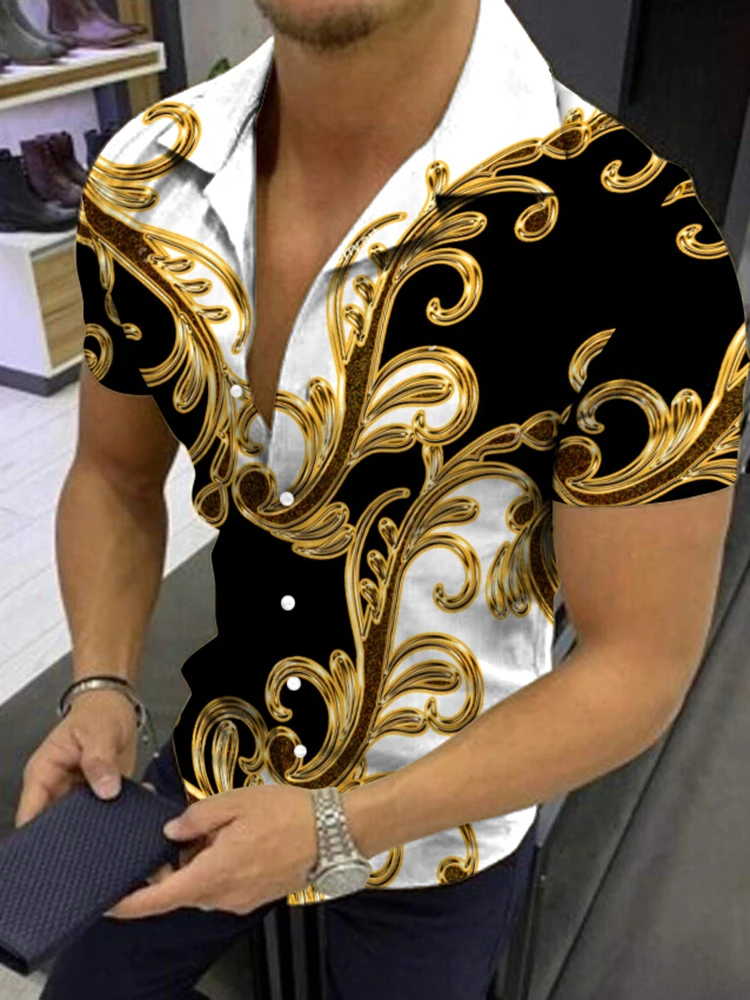 Мужская пляжная рубашка с короткими рукавами элегантная Гавайская Классическая