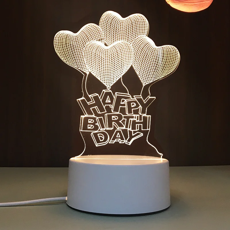 

New Creative 3d Night Light Atmosphere Lamp Children's Bedroom Cartoon Led Bedside Lamp DIY Acrylic Gift Table Lamp