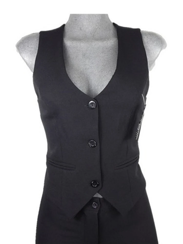 

Classic Women's Suit Vest Business Office Ladies Sleeveless V-Neck Jacket Black Coat