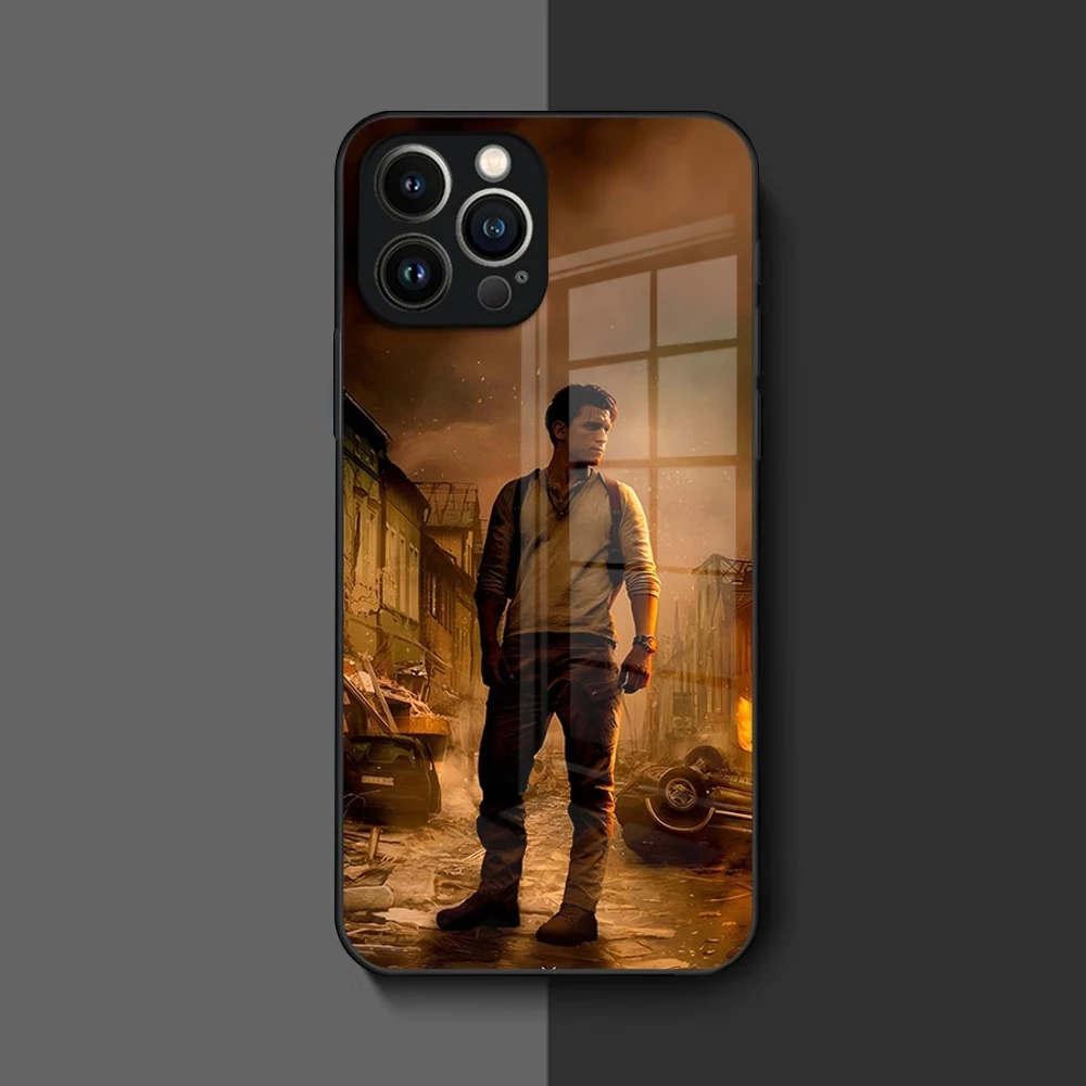 Чехол для телефона Game Uncharted Iphone 16 15 14 12 11 13 Pro Max Mini 8 X Xr Xs Puls черный стеклянный чехол