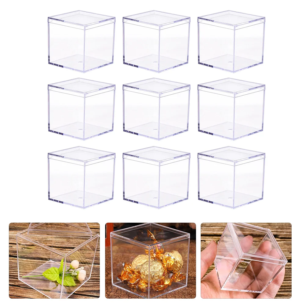 

Box Candy Gift Acrylic Clear Containers Jewelrysquare Storage Display Boxes Cube Tiny Packing Decorative Wrappinglidslid Case