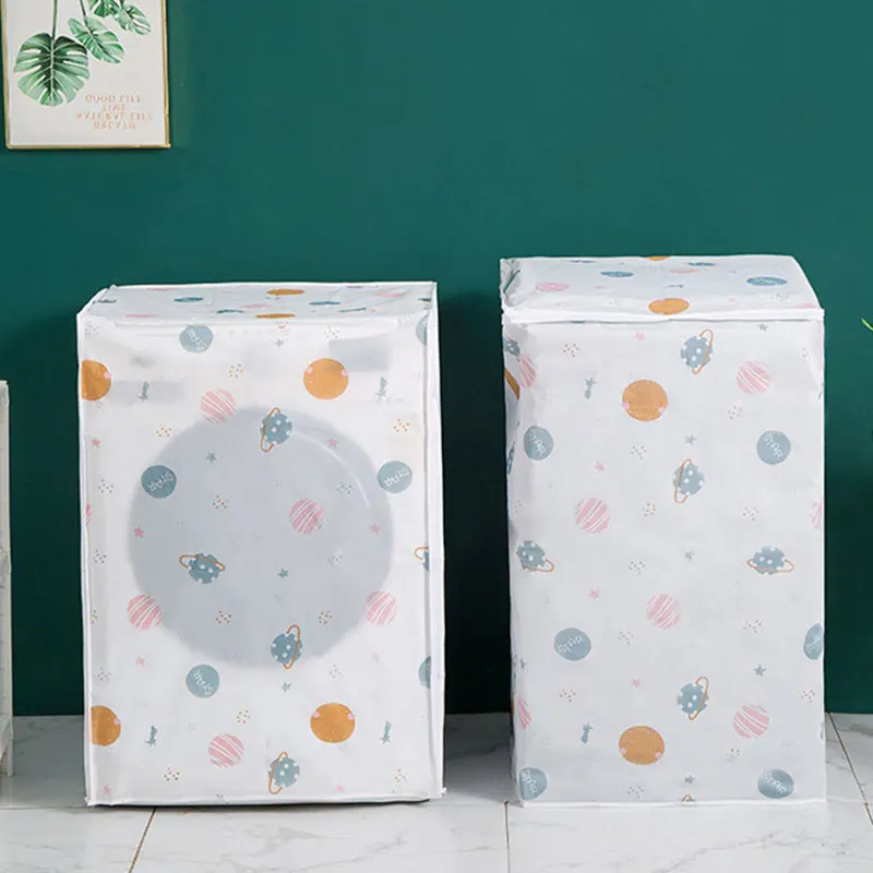 

PEVA Waterproof Washing Machine Cover Geometric Printed Sunscreen Dust Proof Cover for Loading/Front Loading Washing Machine