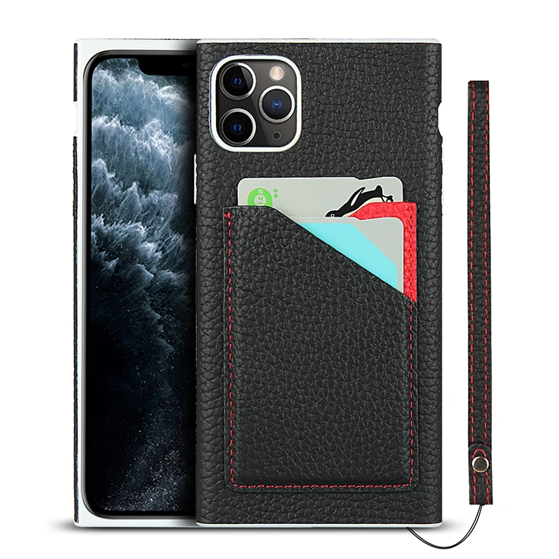 

Card Slot Case For iphone 12 Pro Max 11 Pro Max Case 360 Full Protection Shockproof Litchi leather Cover X XS MAX XR 7 8 Plus SE