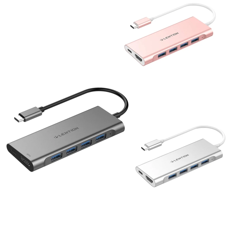 

LENTION C35H USB-C Multi-Port HUB with 4K HDMI-Compatible Output Type C Charging Adapter Compatible for PC