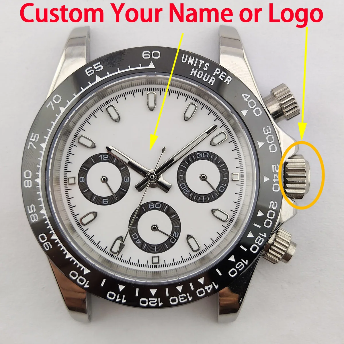 

vk63 case custom logo nh35 watch case panda dial japan quartz watch VK63 movement nh36 case chronograph electronic Multifunction