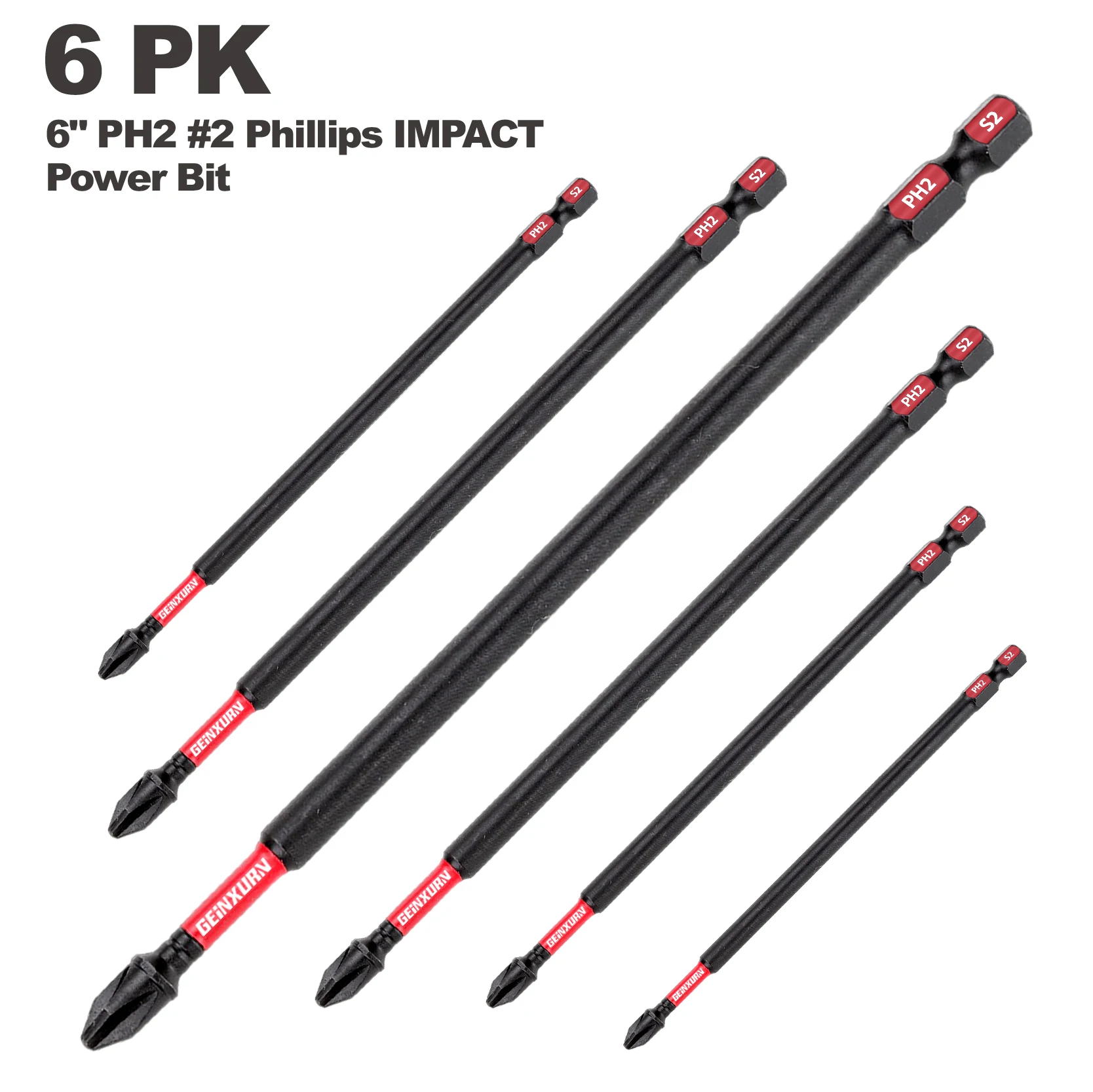 

Geinxurn Impact Tough #2 Phillips 6 дюймов стальные насадки для отверток