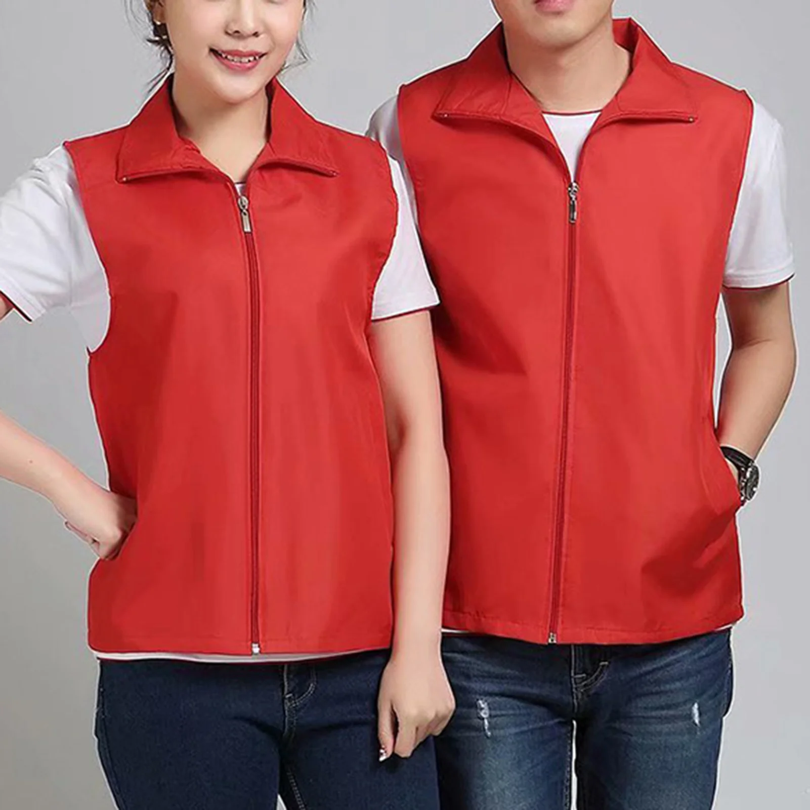 

Unisex Waistcoat Stylish Solid Sewn Zipper Placket Casual Men Work Vest Jacket Home Wear Work Vest Casual Waistcoat