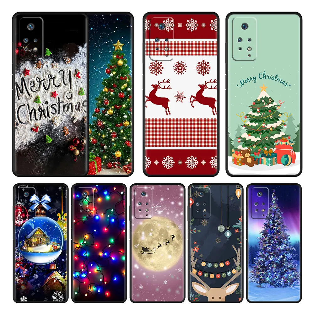 

Phone Case For Xiaomi Redmi Note 11T 11S 11 10 8 Pro 9 9S 9T 8T for Mi 10 8 9A 9C 10C K40 K50 Merry Christmas Deer Tree Light