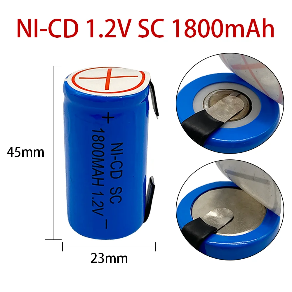 1.2В Перезаряжаемый аккумулятор SC 1800MAH Subc Ni-Cd ячейка включает сварочную маркировку для электрического сверла отвертки.