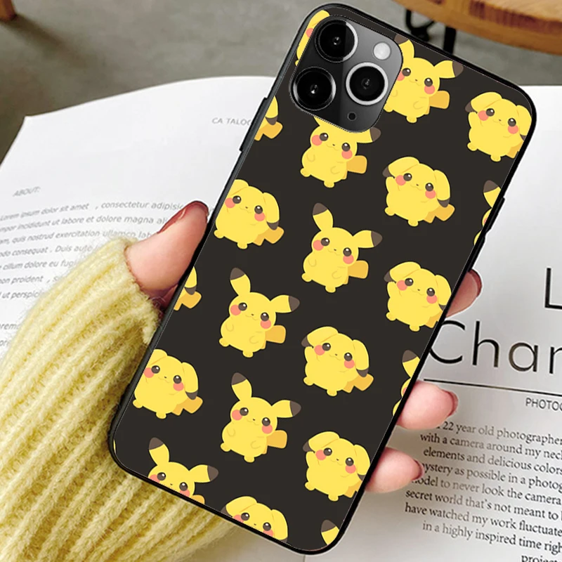 

Cute-P-Pikachu-Anime Phone Case For iPhone 13 11 12 6 7 8 XS SE 2020 XR mini pro Plus MAX Samsung A52 S20 21 ultra