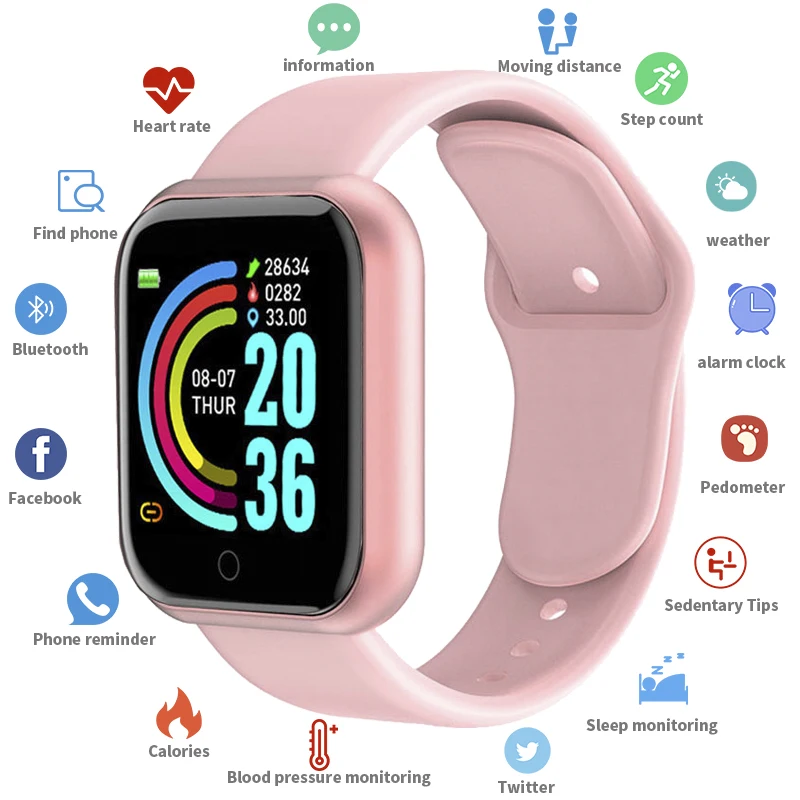 

D20 Smart Watch Men Sport Fitness Tracker Blood Pressure Heart Rate Monitor Y68 Women Bracelet For Android IOS Xiaomi Kids