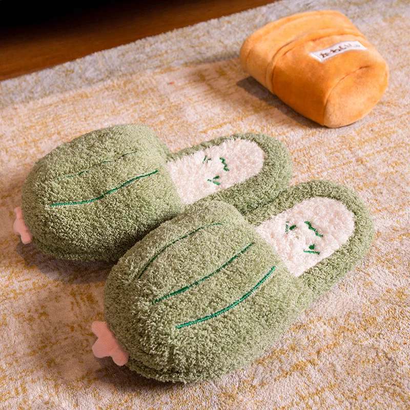 Lovely Multifunctional Cactus Plush Toys Warm Winter Home Floor Soft Plants Women's Funny Slippers Home Cotton Shoes