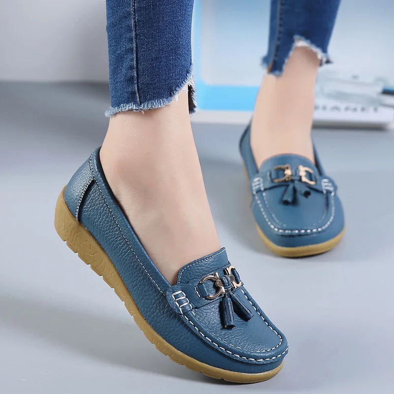 Woman Genuine Leather Women Flats Slip On Women's Loafers Female Moccasins Shoe Plus Size 35-44 Sneakers Summer Shoes 2023 Sale