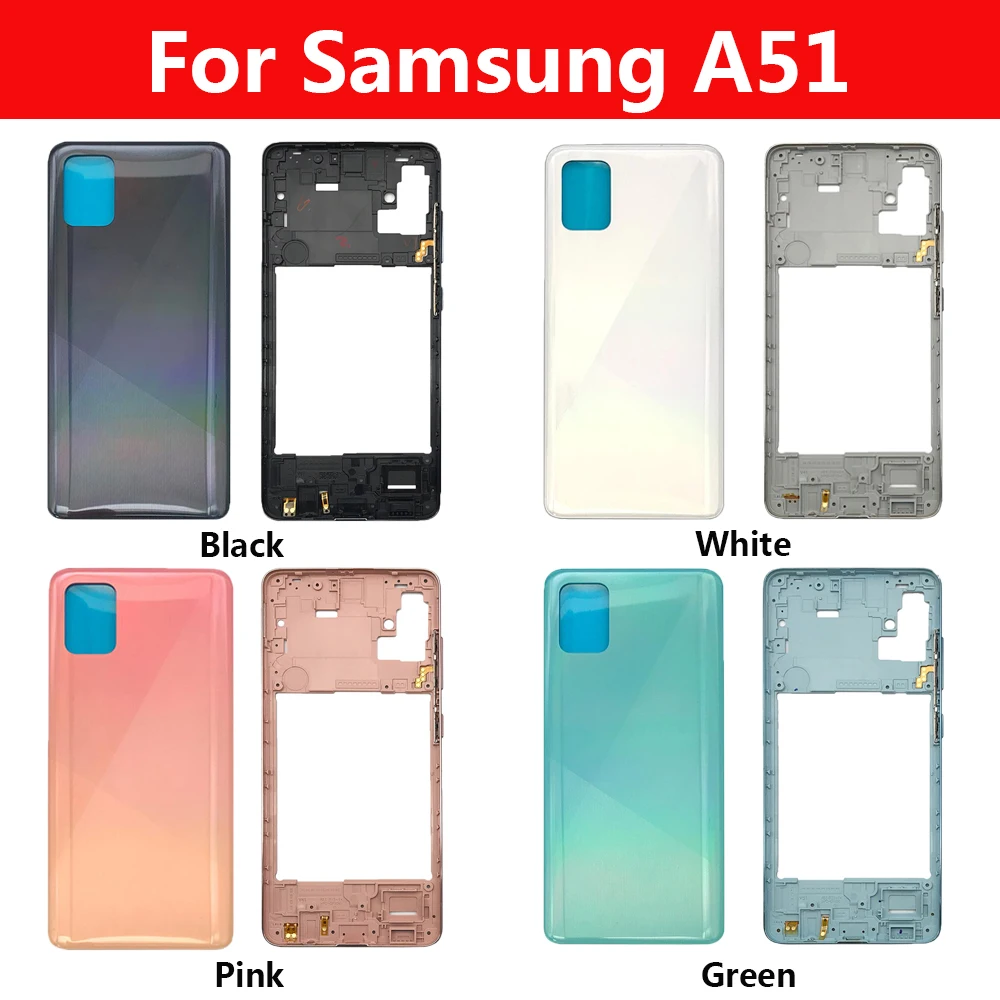 

Battery Case Housing Chassis Middle Frame Back Cover For Samsung Galaxy A51 A515F Repair Parts Middle Plate Rear Cover