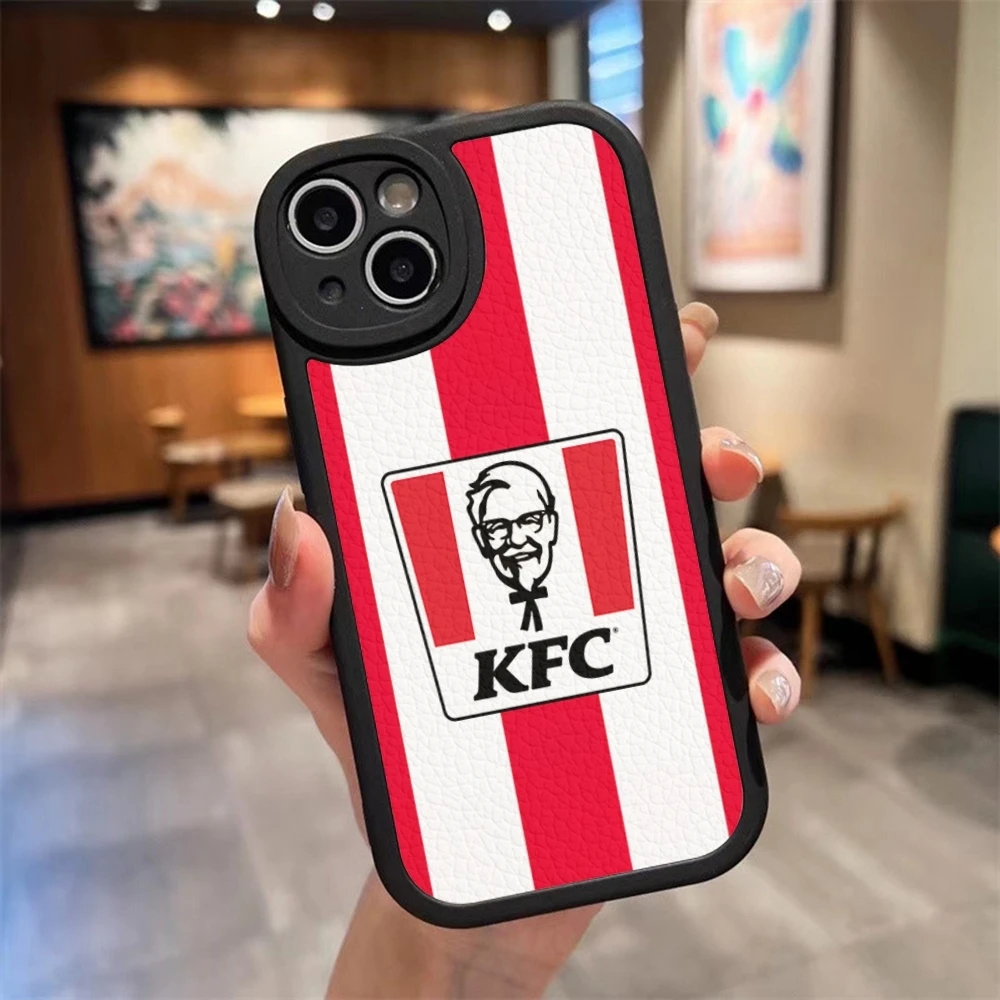 Fashion Grandpa KFC Logo Phone Case For Iphone 16 15 14 Pro Max 13 12 11 Mini Xs Puls Lambskin Silicone Cover
