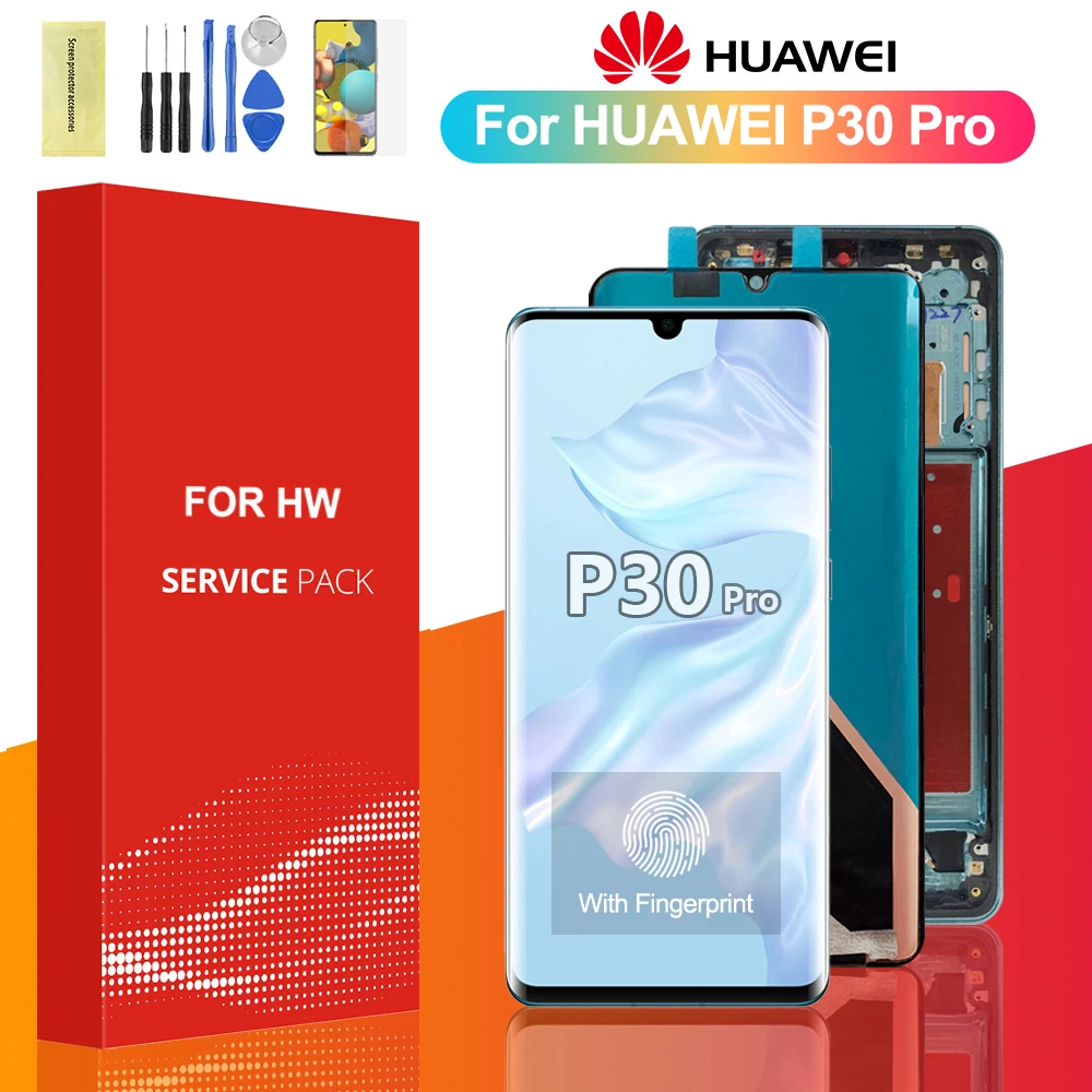Оригинальный AMOLED-дисплей для Huawei P30 Pro, ЖК-дисплей, сенсорный экран, дигитайзер в сборе с рамкой, зеркальная фотография, ЖК-дисплей