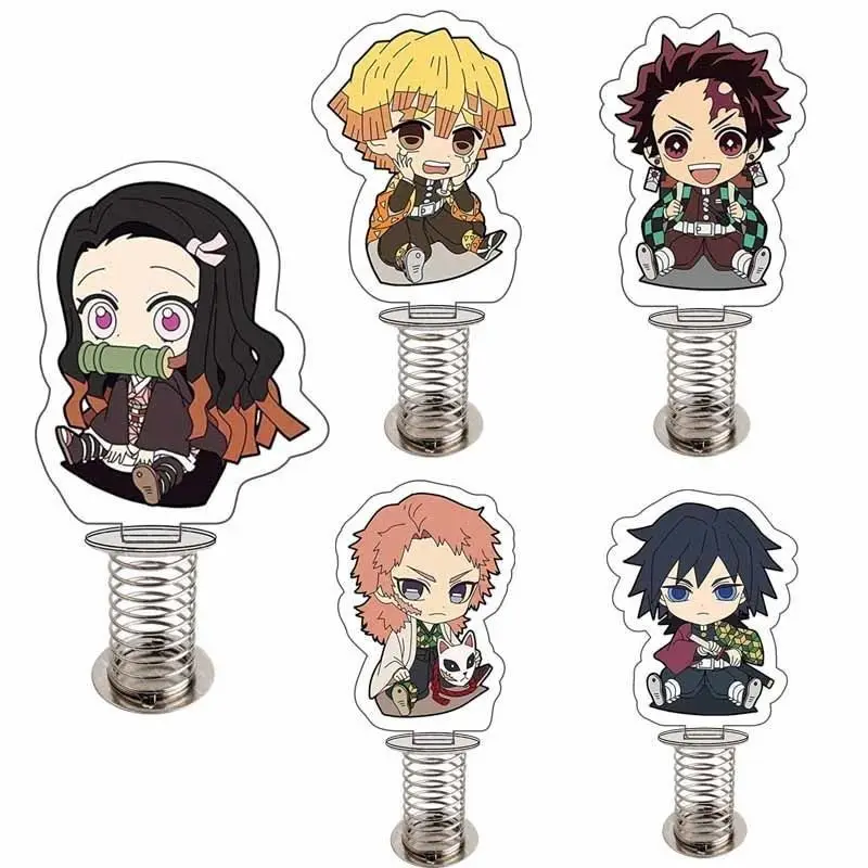 

Anime Demon Slayer Spring Stand Card Table Ornament Kamado Tanjirou Acrylic Decoration Cartoon Transparent Shaker Fun Toys Gifts