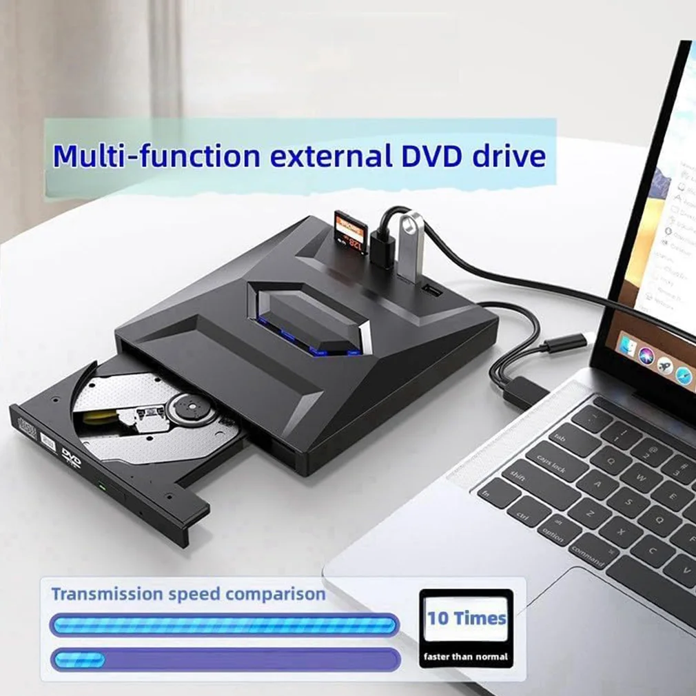Фото Внешний USB 3.0 Blu-ray плеер 7-в-1, многофункциональный DVD/BD/CD/Blu-ray рекордер с функцией чтения карт SD/TF для ПК и ноутбуков №2