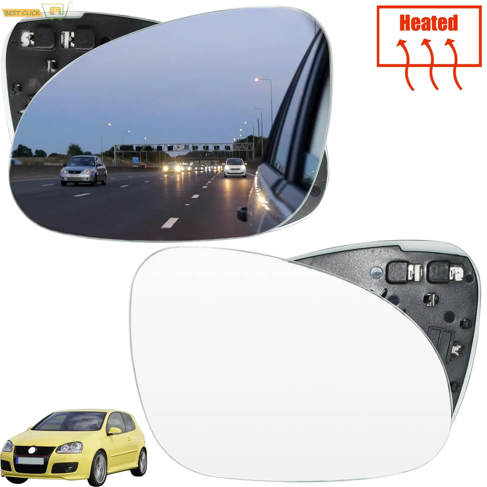 

Heated Door Mirror Glasses For VW Golf 5 Mk5 Jetta Passat B6 2005 - 2009 Eos GTI Car Wing Rear View Glass Left Right Side Convex