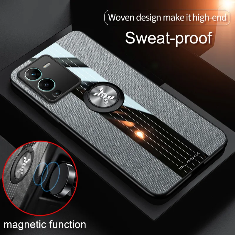 

For VIVO S15 Pro Case Luxury Leather Shockproof Armor Cover For VIVO S15E S15Pr S12 S12E S10 S10e Car Magnetic Ring Holder Cases