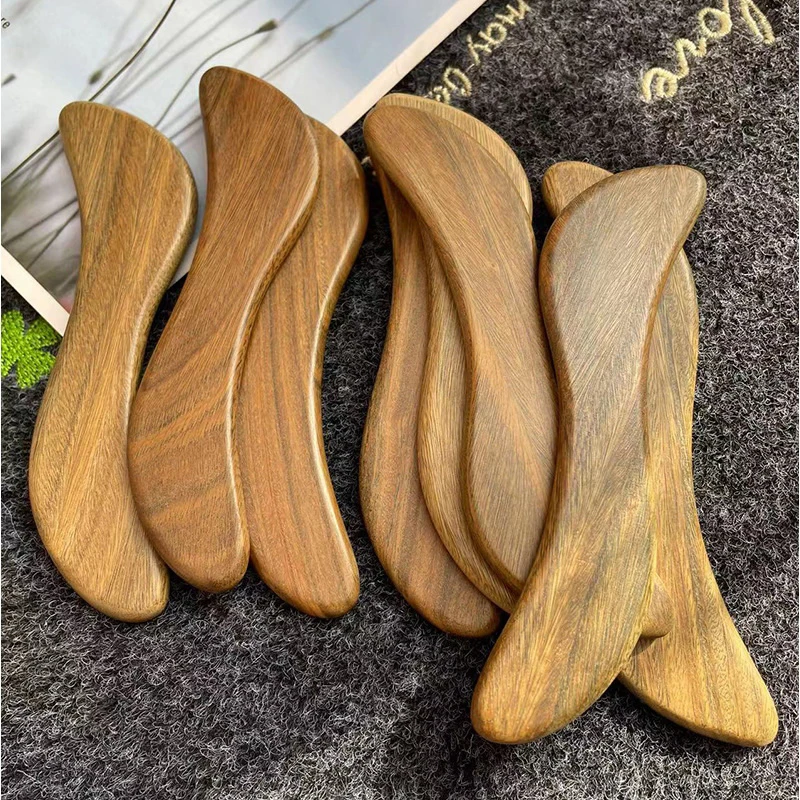 

Natural Green Sandalwood Tendon Stick Log Facial Scraping Board Wooden Scraping Stick Therapy Meridians Tools
