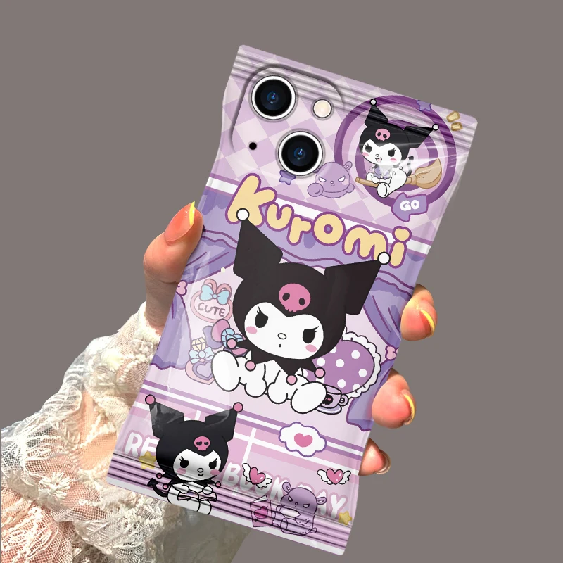 

for Iphone14 Kawaii Kuromi Cinnamoroll Candy Bag Phone Case Anime Sanrioed All-Inclusive Drop-Proof Mobile Phone Case 13Pro