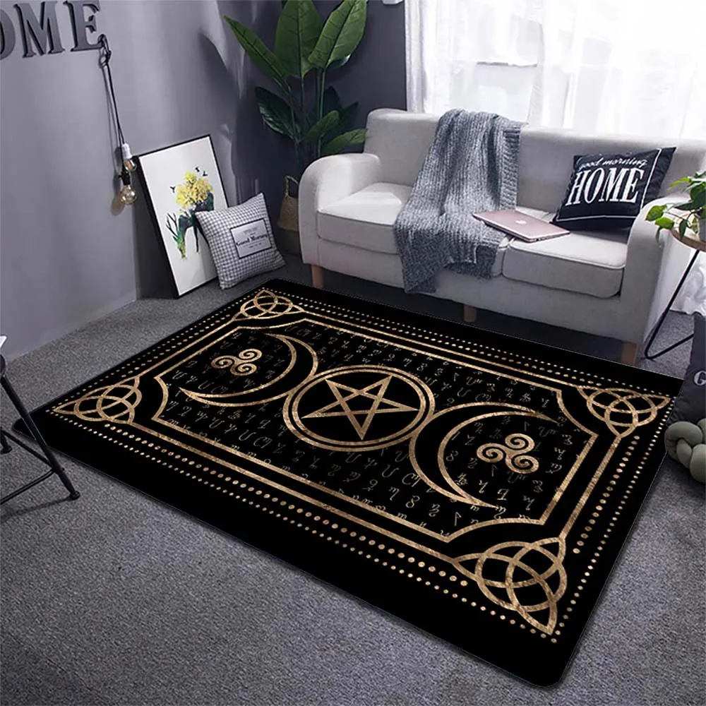 

Triple Moon Goddess Carpet Wicca Goth Subculture Rock Romance Non-slip Doormat Mat Hallway Entrance Door Rug Bedroom Decor
