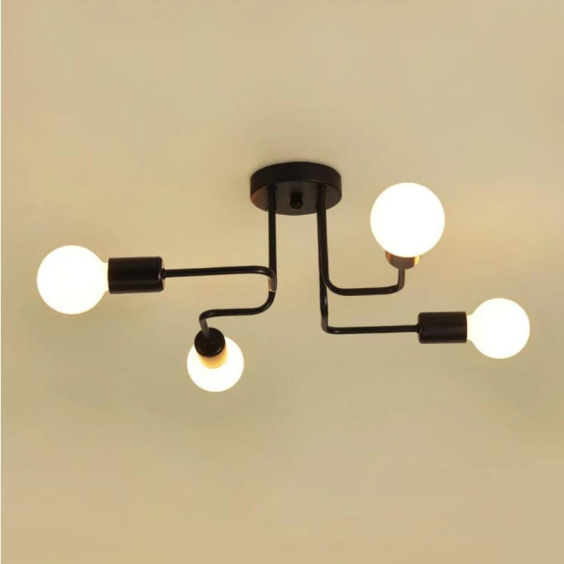 Retro Loft Nordic Pipe Wrought Iron Ceiling Lights Ceiling Lamp for Living Room Bedroom Vintage Ceiling Lights lampara techo  - buy with discount