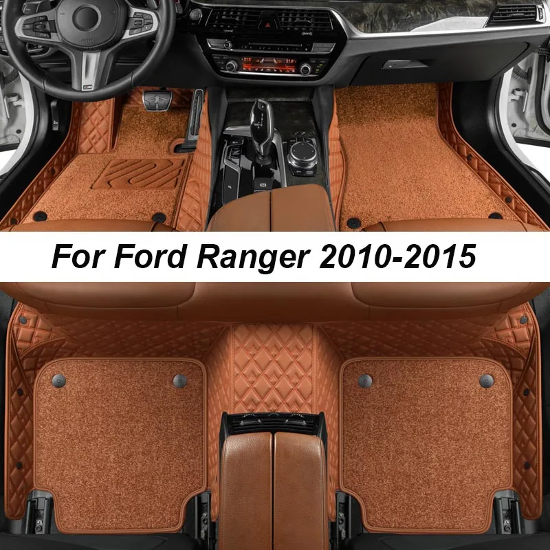 

Роскошные напольные коврики на заказ для Ford Ranger 2010-2015, автомобильные коврики без складок, аксессуары, запчасти для интерьера, полный комплект