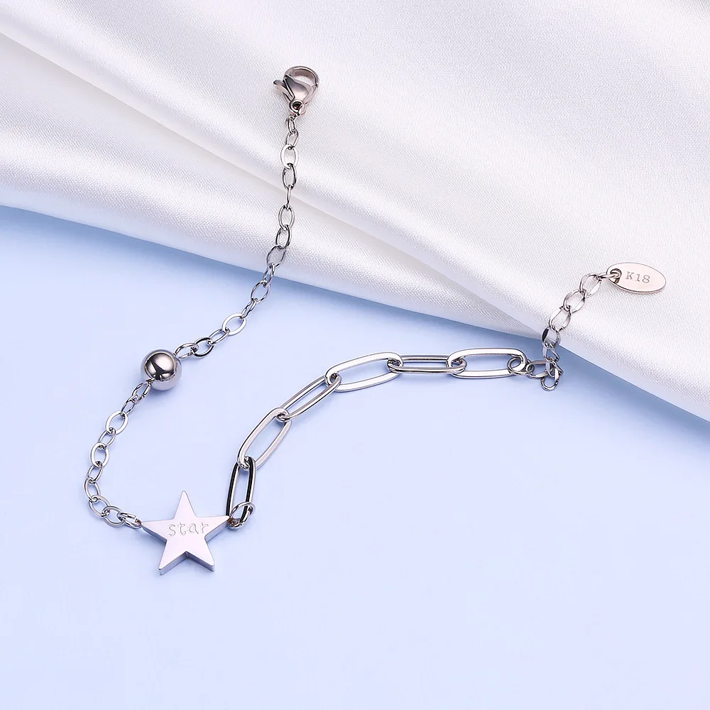 Браслет из полированной звезды титановой стали подвесная цепочка 18-каратное