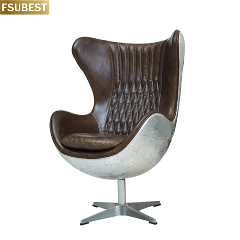 

Standing Swivel Vintage Leather Spitfire Retro Adult Size Aluminum Aviator Egg Chair Jacobsen Accent Chair Living Room Chair