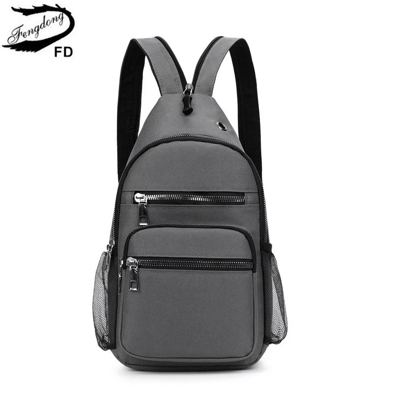 

Fengdong small backpacks for men mini cross body bag sport backpack male chest bag unisex outdoor waterproof nylon messenger bag