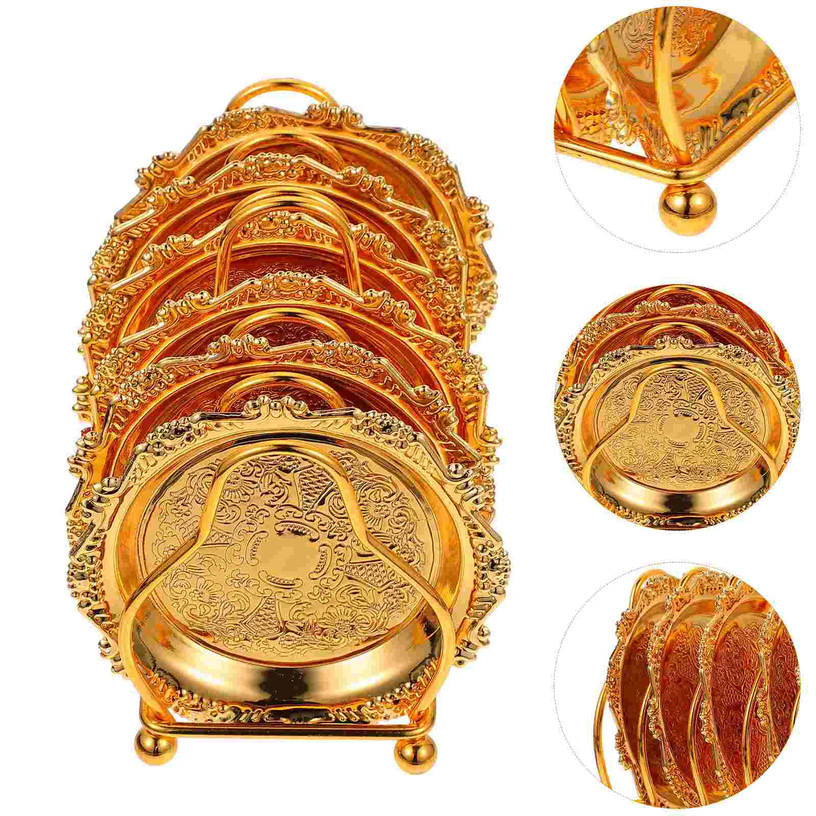 

1 Set Golden Serving Dish Snack Platter With Drying Rack Fruit Tray Dinner Plate Tableware Organizer Bowl Decorative trays