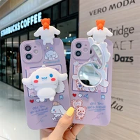 cinnamoroll with small mirror with lanyard phone cases for iphone 13 12 11 pro max mini xr xs max 8 x 7 se 2020 back cover