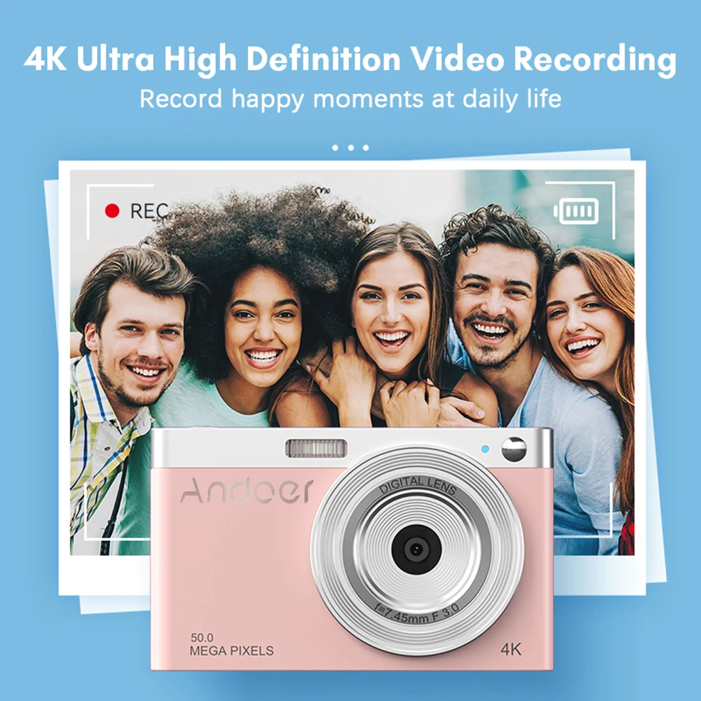 Цифровая видеокамера Andoer 4K 50 МП с автофокусом 16-кратный зум стабилизатор лица со