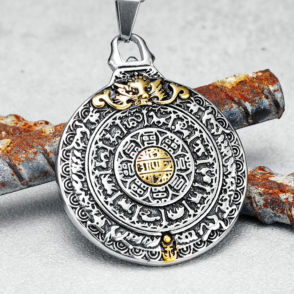 Мужская цепочка с подвеской «Руна родов», креативное ожерелье из нержавеющей стали с надписью, на религиозную тему, в стиле панк, рок, Подарочная бижутерия Мужская цепочка с подвеской «Руна родов», креативное ожерелье из нержавеющей стали с надписью, на религиозную тему, в стиле панк, рок, Подарочная бижутерия