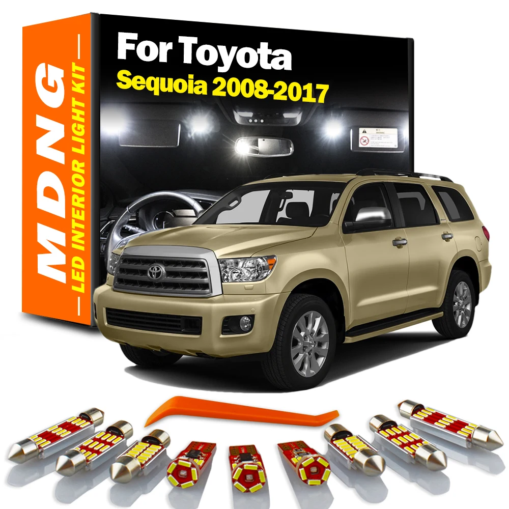 MDNG 13Pcs For Toyota Sequoia 2008 2009 2010 2011 2012-2017 Canbus LED Interior Dome Map Reading Trunk Light Kit Car Led Bulbs