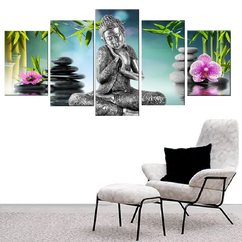 5 шт. декоративные настенные картины из бамбука без рамки