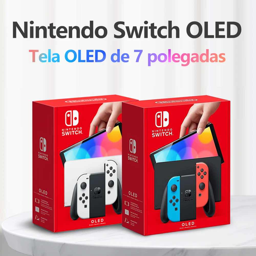 Игровая консоль Nintendo Switch на органических светодиодах белый набор неоновый синий