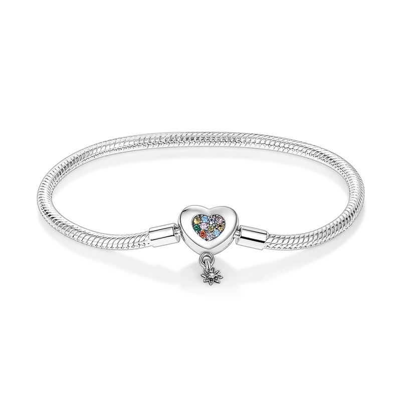 

Genuine 925 Sterling Silver Color Zirconium Peach Heart Original Bracelet Charm Beads Fashion Women's Bracelet Jewelry KTB007